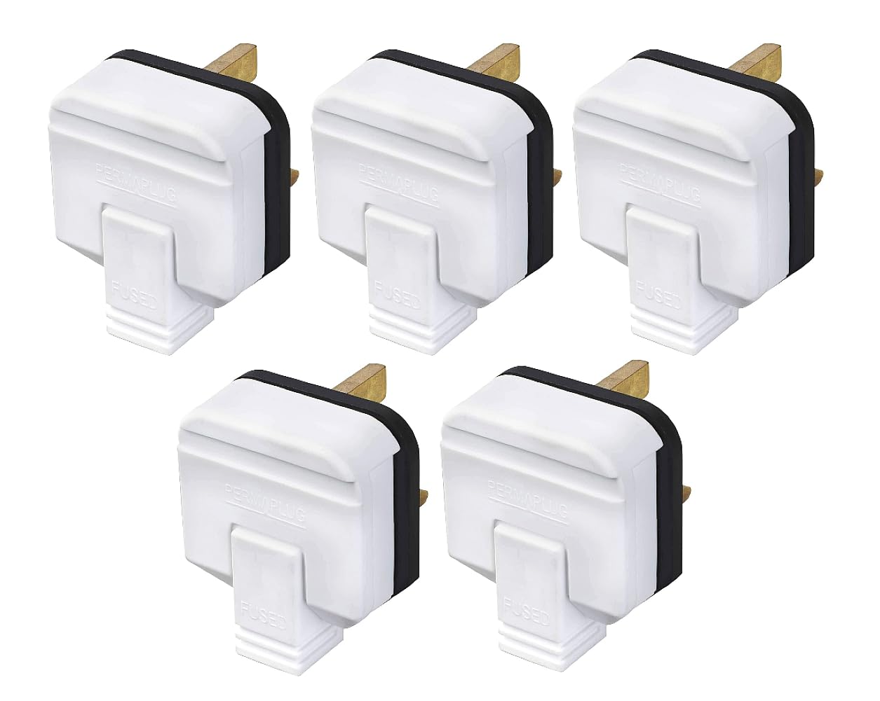 Heavy-Duty 13 Amp UK 3-Pin Mains Plug ( White) Pack of 5 | BS1363-Certified, Heat-Resistant & Durable Power Plug for Home, Industrial & Workshop Use,13 amp plug uk,3 pin plug uk