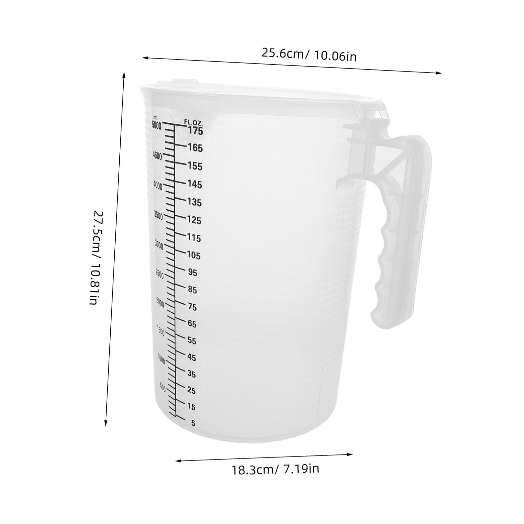 MAGICLULU Caraffa Graduata in Pp da 5l con Coperchio, Misurino Cucina Trasparente per Ricette di Bevande, Design Grande Capacità per Cucine Professionali