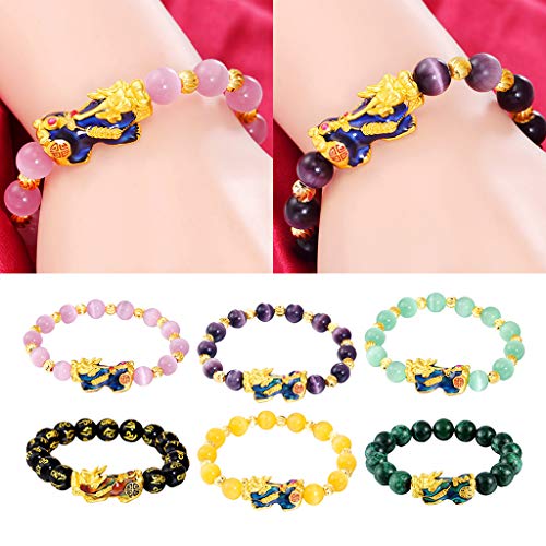 Baoblaze Feng Shui Obsidian Preto Esculpido Talão Pixiu Pulseira - Preto