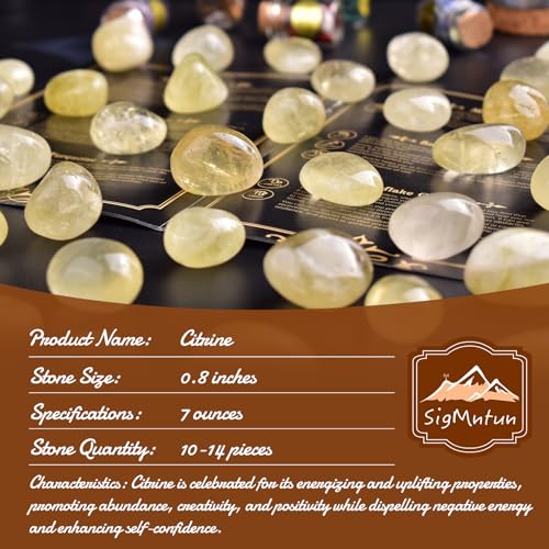 Image of Polished Stone Set Citrine Crystals, 0.8 inch Handpicked Tumbled Gemstones Rocks, Pebbles for Reiki, Chakra, Healing, Home Decor