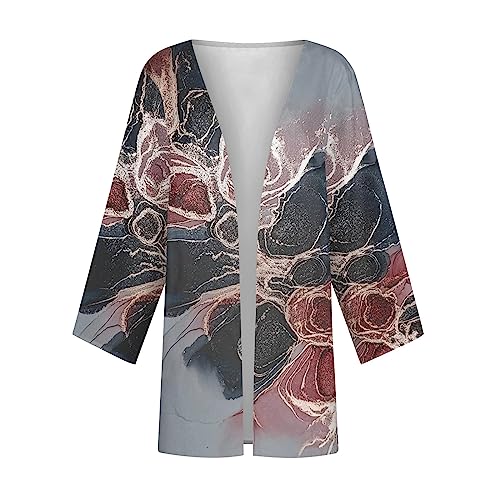 Lightweight Cardigans for Women 3/4 Sleeve Trendy Open Front Cardigan Floral Printed Comfy Dressy Cardigans4