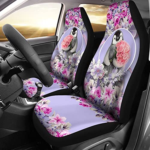 Housse de siège auto universelle pingouin et couvre-siège lavable fleur pourpre