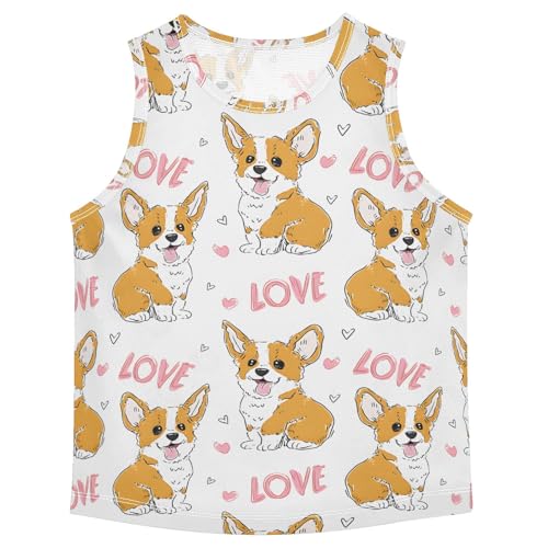 Boys' Tank Top Shirt Cute Corgi Dog Love Pattern Sleeveless T-Shirts
