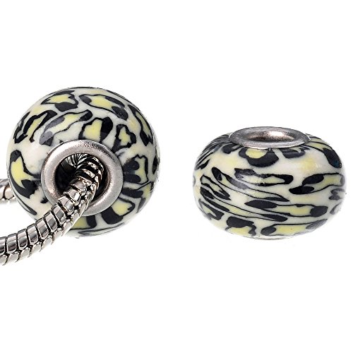Rubyca 100 Pcs Bulk Fimo Polymer Clay Beads Animal Prints Fit European Charm Bracelet Jewelry Making #TOP4