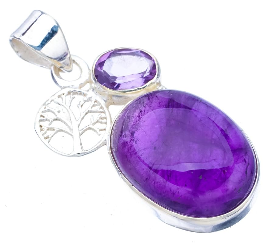 Améthyste Naturelle StarGems Pendentif Arbre Argent pour style quotidien