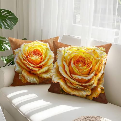 Housse coussin 60x60cm jaune en velours déperlant pour canapé - 3