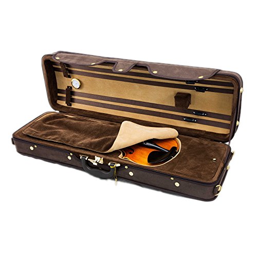 SKY 4/4 Full Size Violin Oblong Case Lightweight with Hygrometer Imitation of Leather Brown