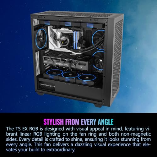 Image of Thermaltake TS120 EX RGB 120mm; Embedded Temperature Sensor; PWM 500~2000 RPM; MagForce 2.0; Airflow 56.01 CFM; Hydraulic Bearing; TT RGB Plus 3.0; Controller Included; 3-Pack; Black; CL-F206-PL12SW-A