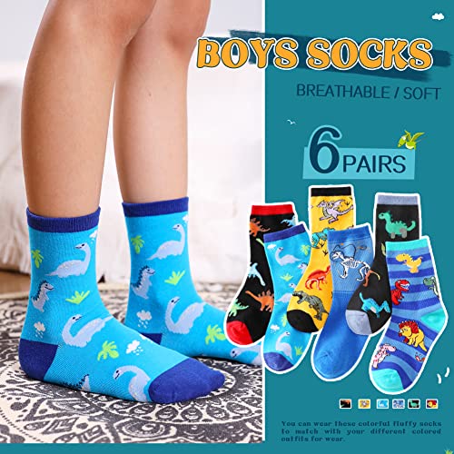 SeeyAN Boys Socks Kids Funny Cotton Novelty Crew Cartoon Space Dinosaur Crazy Socks 6 Pairs2