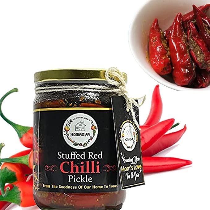 Homasya Homemade Traditional Tasty Delicious Spicy Bharwa Lal Mirch ka Achar - Stuffed Red Chilli Pickle 500g Glass Jar (B0C56TJ6WX) Amazon Price History, Amazon Price Tracker