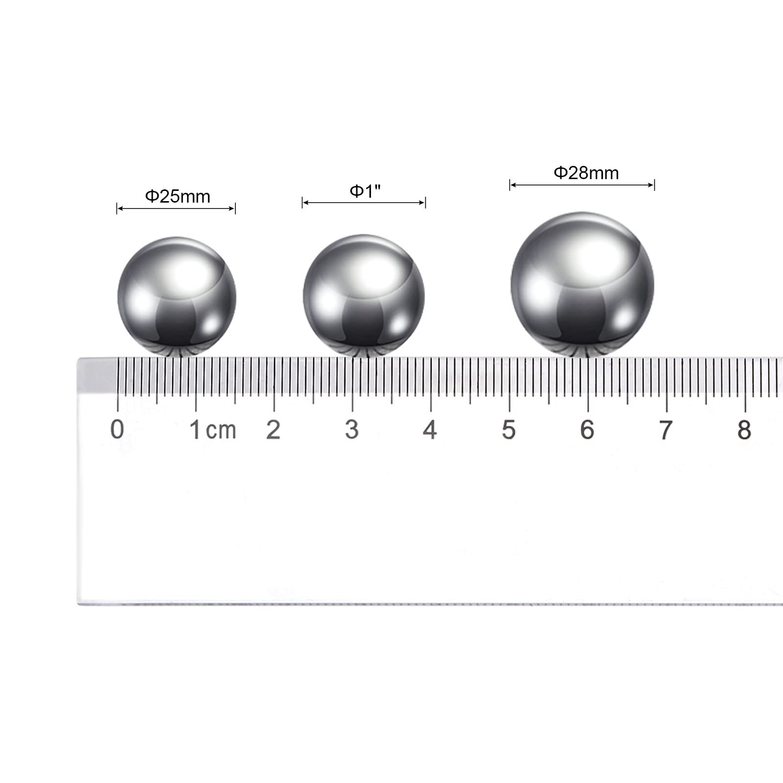 sourcing map 25uds 25mm Carbono Acero Rodamientos Bolas Precisión Pulido