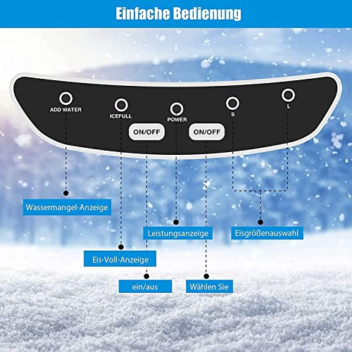 GOPLUS Eiswürfelmaschine, 12kg in 24 Std. Eiswürfelbereiter mit 2 Eiswürfel-Größen & 2,2 Liter Wassertank & Eiswürfelschaufel, Ice Cube Maker Zubereitung in 6-13 Minuten, 24 x 36 x 33 cm (Blau) – Bild 4