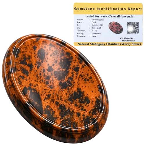 Image of Mahogany Obsidian Crystal Thumb Worry Pebbles Stones for Anxiety Stress Relief Massage - AAA Grade Original Healing Gemstone Agate Rubbing Stone for Yoga Meditation Spiritual Reiki Feng Shui