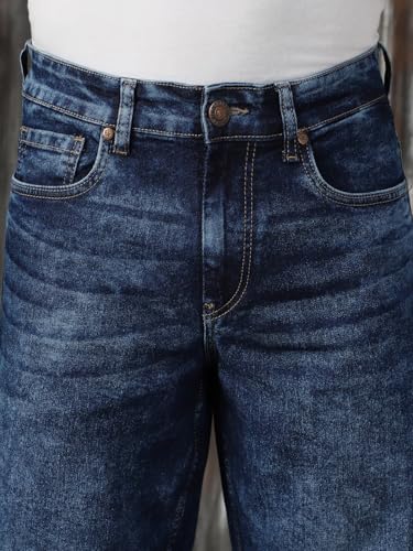 Image of High Star Men Washed Cotton Tapered Fit Mid- Rise Jeans 21