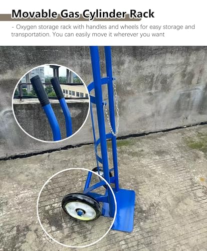 Chariot porte-bouteilles d'oxygène médical bleu pour le transport en laboratoire