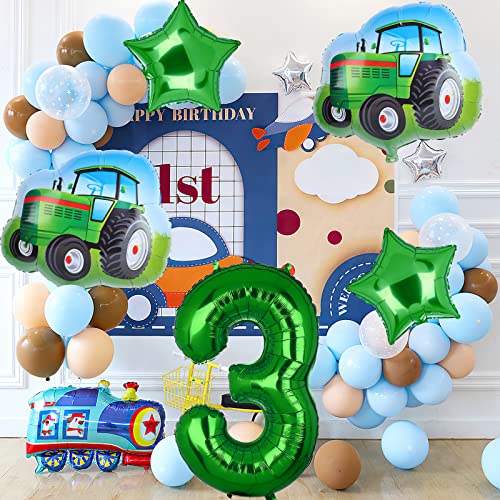 5Pcs Tractor Balloons, Green Tractor Birthday Number Mylar Foil Balloon Farm Theme 3Rd Birthday Party Supplies Decor (3Rd) #TOP5