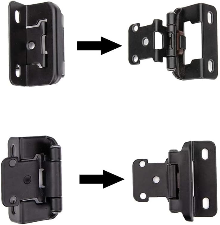 HOME MASTER HARDWARE 50 Packs (25 Pairs) 1/2" Overlay Cabinet Hinges, Self-Closing Semi Partial Wrap Kitchen Cabinet Door Hinge, Black Hinges for Kitchen/Cupboard Doors