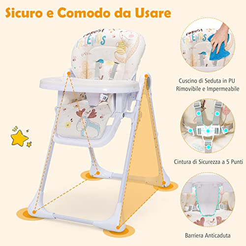 COSTWAY Seggiolone Pappa Pieghevole Seggiolone