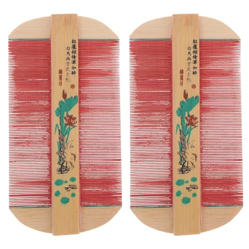 2Pcs Wooden Combs Nit Remover Wallet Comb Double-Side Massage Comb for Men Women