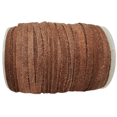 esnado Wildlederband 5 mm in Naturbraun | 1 Meter – echtes Leder, 1,5 mm dick, weich & vegetabil gegerbt – Schmuckband für Armbänder, Basteln & DIY Projekte