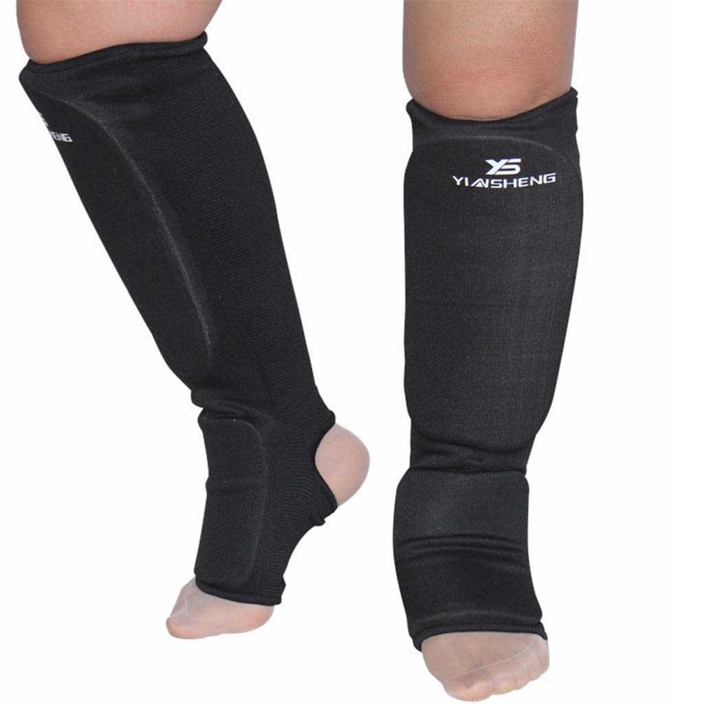 Oshhni 2 Pièces Protège-Tibias Protège-Pieds Pads de Jambe Taekwondo Kickboxing Mousse Épaisse Matériaux Confortables pour Éviter Les Blessures Adapté Aux