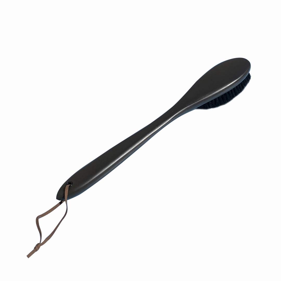 VINN DUNN BESPOKE Wooden Charcoal Brown Clothes Brush 380mm L handle, Synthetic Vegan Bristles