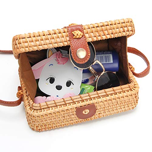 CrazyPiercing Wicker Square Crossbody Rattan Bag, Women Boho Bag Clutch Women Handbag - Image 5