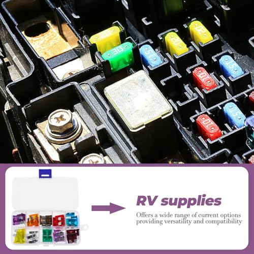 Kit de 50 fusibles mini automotrices para auto, RV y motorhome, repuestos compactos de protección eléctrica, material zinc y policarbonato, marca BUGUUYO miniatura 5
