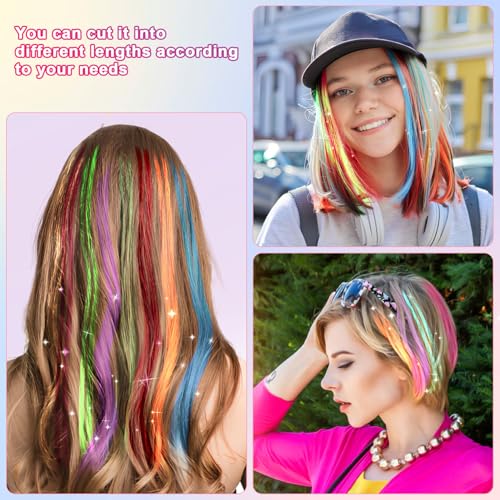 Healeved Hair Tinsel Kit, 22 Colors Glitter Hair Extensions with Styling Tools - Image 4