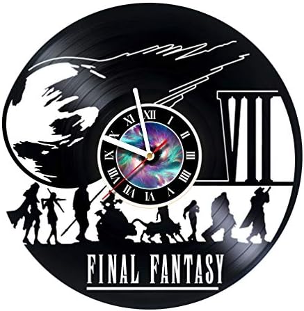 Wall Clock Compatible with Final Fantasy 7 PC Games Vinyl Record Wall Clock - Decorate Your Home with Modern Famous Final Fantasy Movie - Fantasy Art Design Incredible Art