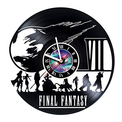 Wall Clock Compatible with Final Fantasy 7 PC Games Vinyl Record Wall Clock - Decorate Your Home with Modern Famous Final Fantasy Movie - Fantasy Art Design Incredible Art