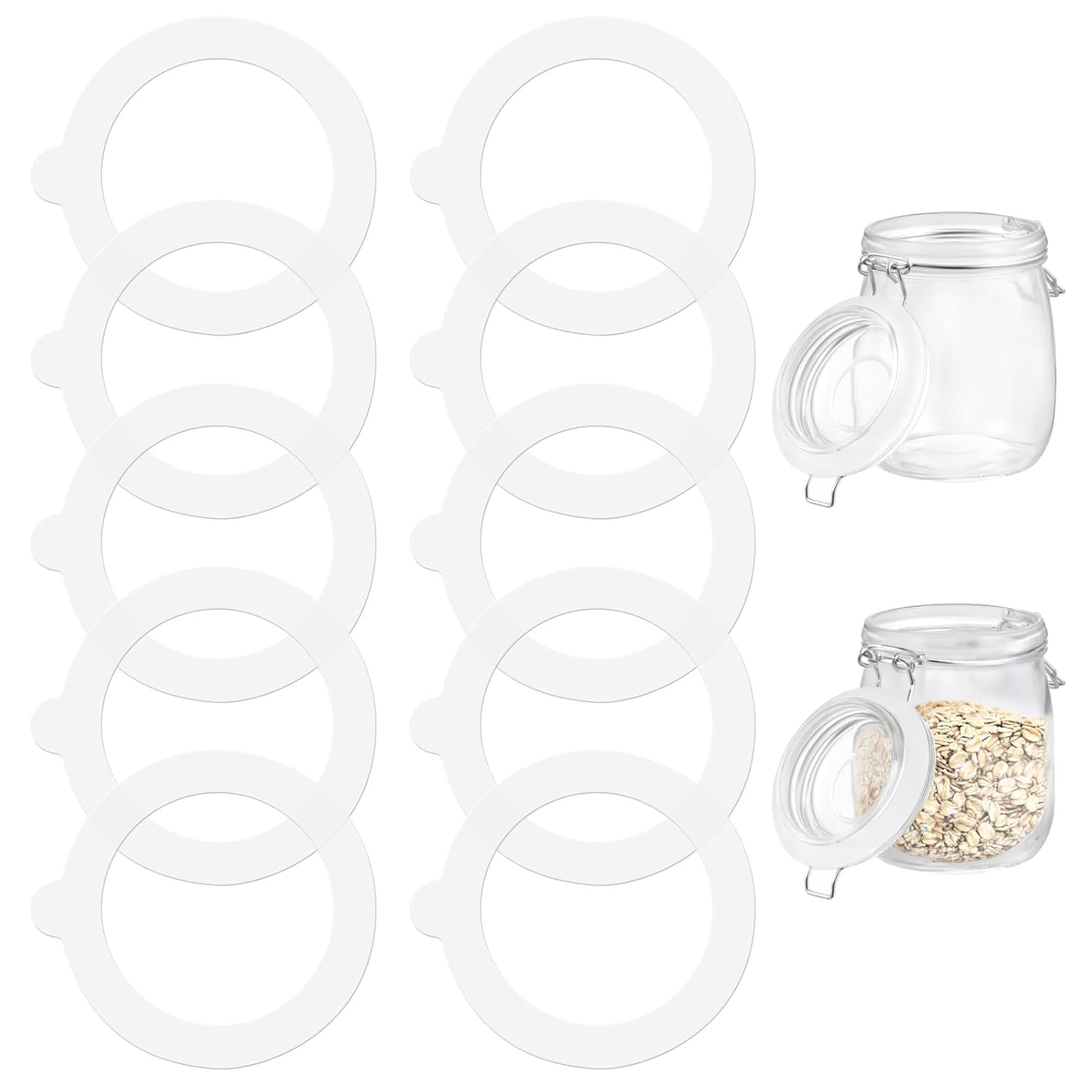 Kyryd White Pack Of 10 Food-Safe Rubber Seal Replacement Seals For Kilner Jars, Silicone Gaskets For Airtight Storage, Ideal For Preserving, Canning, And Homemade Food Storage
