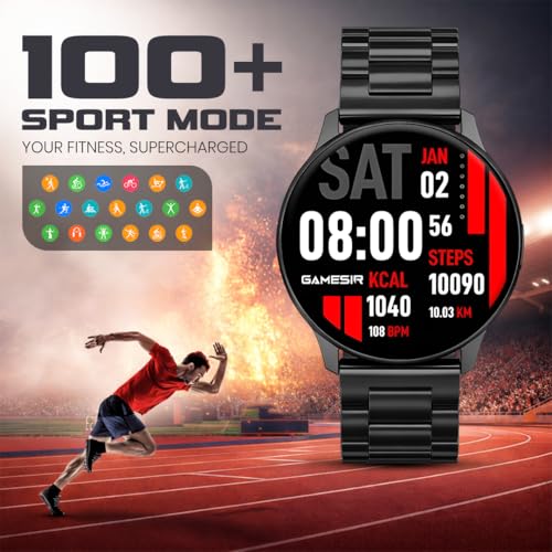 Image of GameSir Evo Vista Smartwatch, 1.39 inch HD Round Display, Bluetooth Calling, Heart Rate & SPO₂, 100+ Sports Modes, IP67, Long Battery Life for Men & Women (Matel Black)