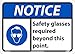 NMC NGA27AB Notice - Safety Glasses Required Beyond This Point Sign ? 14 in. x 10 in. Aluminum Notice Signage with Black/Red on White