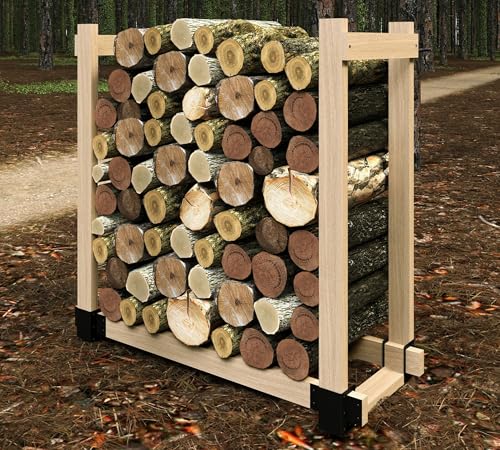Fire Beauty 4 Pack Firewood Rack Brackets Base Adjustable Heavy Duty Metal Log Rack Hardware Kit for DIY 2x4 Firewood Storage Indoor & Outdoor