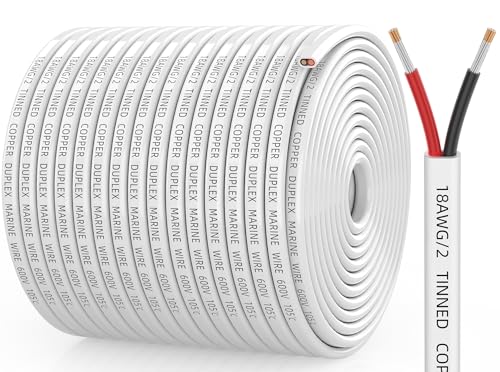 CONEPY 18 Gauge Marine Wire, 18 Gauge Wire Duplex Marine Grade Cable, 500FT