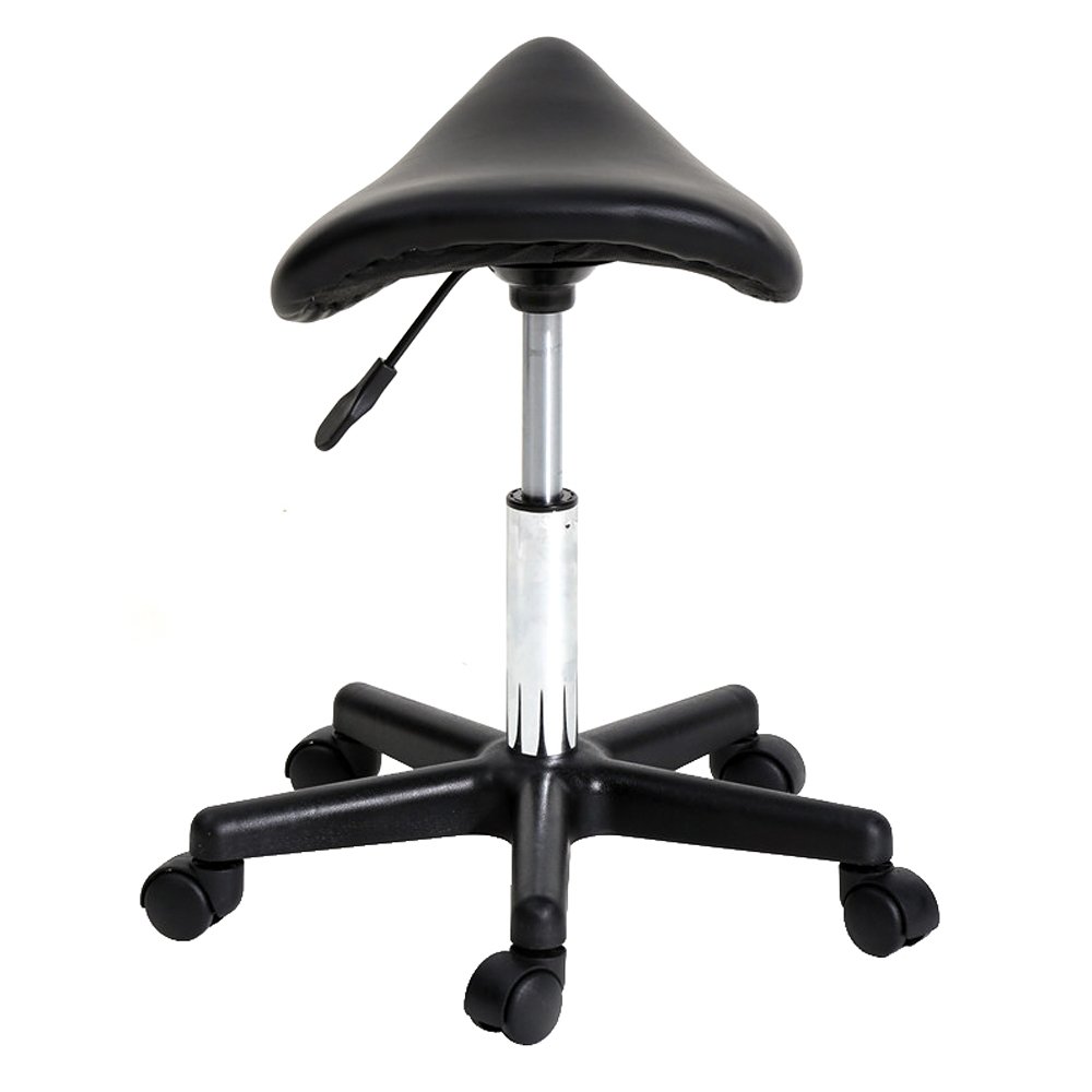 Tabouret de Massage, Selle de Cheval pivotante à 360°, Réglable en Hauteur, Capacité de Charge 150 kg, pour Salons, instituts de beauté, cliniques et Bureaux (Noir)