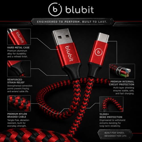 Image of USB Type C Cable, 3A Fast Charging & Data Sync Cord, Durable Nylon Braided USB-C to USB-A Cable for Samsung, Mi, Realme, OnePlus & All Android Smartphones (1 Meter, Red-Black)
