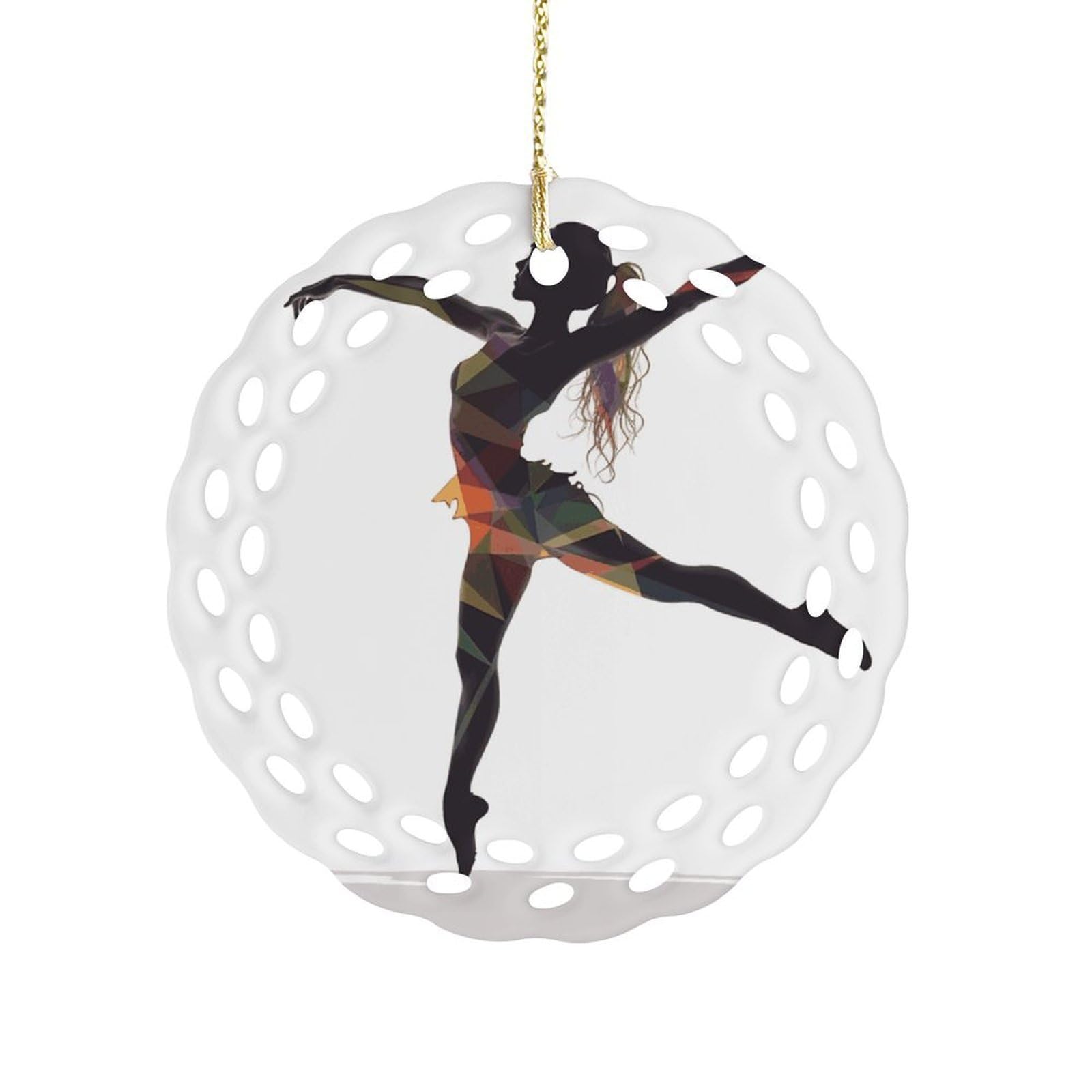 Btcowzrv Style A Dancer Ceramic Ornament,Round Ornaments With Hole Easy To Hang,Hanging Ornament For Wedding Party Home Window Garden Christmas Day Decor