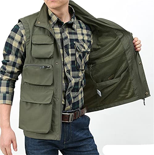 Andongnywell Men's Multifunctional Waterproof Outdoor Work Safari Fishing Travel Photo Cargo Vest Jacket Multi Pockets3