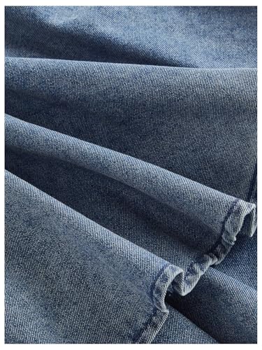 MakeMeChic Women's Denim Skirt Elastic Waist Tie Front Ruffle Tiered Y2K Skirts4