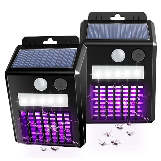 X-PEST Solar Bug Zapper Outdoor, Motion Sensor Light with Mosquito Trap Flying Insect Trap for Killing Mosquito/Gnat/Moth/Fruit Flies Bug Catcher Perfect for Patio/Yard/Porch/Fence