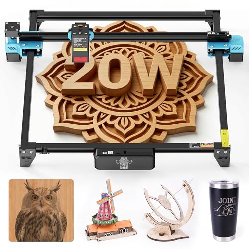 Twotrees TTS-20 Pro Laser Engraver, 20000mW Laser Engraver Machine and Cutter, Ideal for DIY Laser Engraving Projects. Processes Wood, Metal, Acrylic, and Glass 27.4-inch × 23.4-inch Laser Cutter