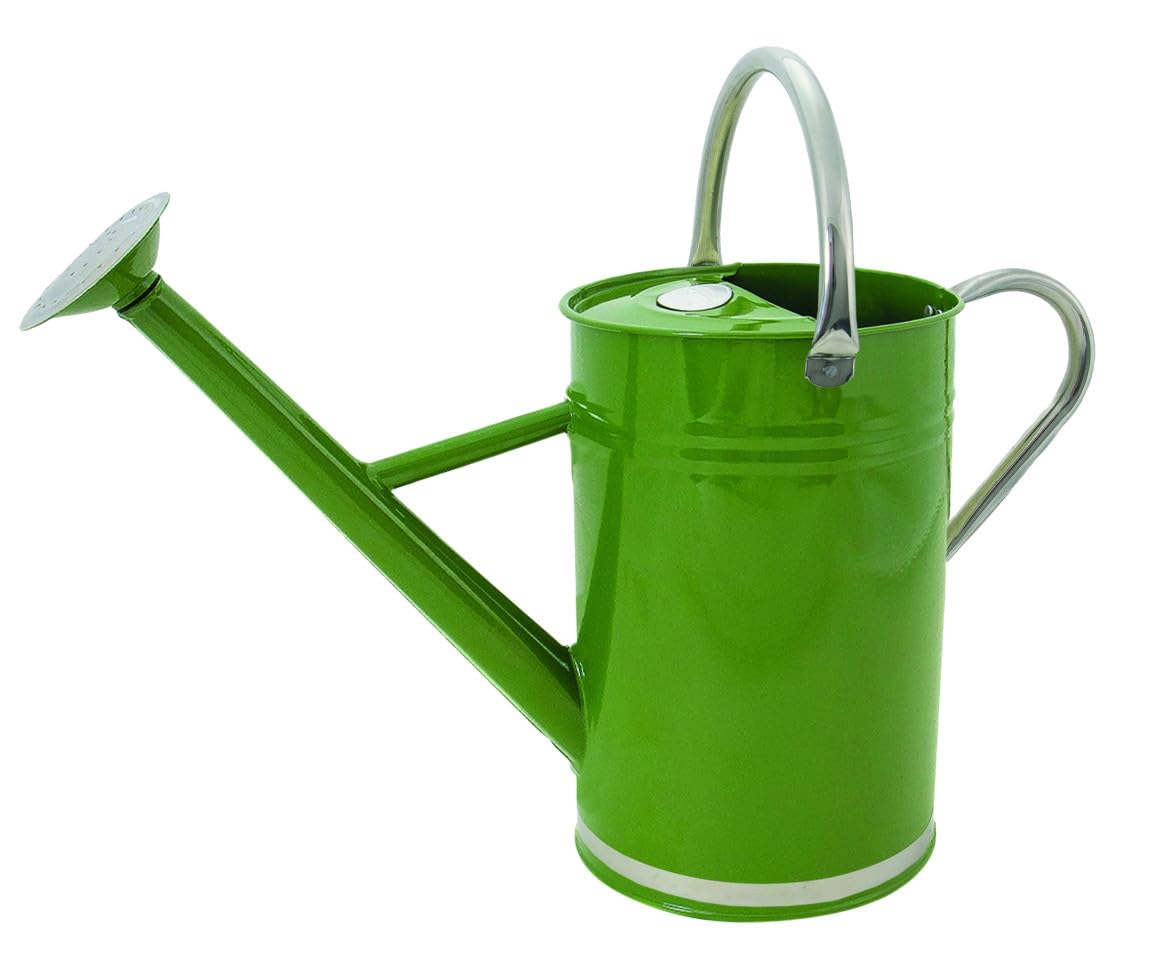 Kent & Stowe Annaffiatoio 9 L – Metallo verde oliva – Annaffiatoio vintage per giardino e balcone – Robusta brocca da giardino con doccia – Decorativo e durevole