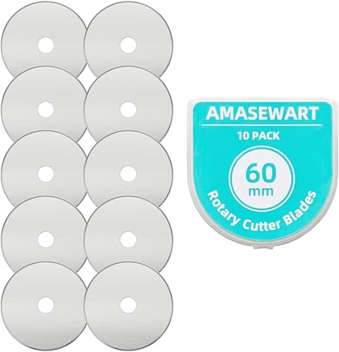 AMASEWART Cuchillas rotativas de 2.362 in para Fiskars Olfa, hoja giratoria de repuesto para tela, acolchado, costura y manualidades (paquete de 10)