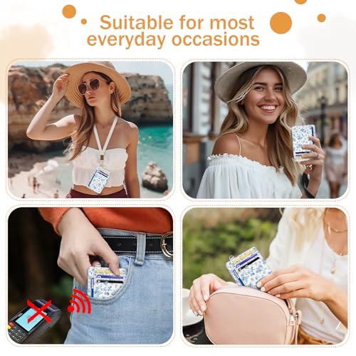 Image of Yonlevres Credit Card Holder Slim Wallet Women Floral RFID Blocking Small | Front Pocket, Travel, Handy, Gifts for Woman Girls Ladies, D-ring for Keychain, Thin Mini Minimalist, ID Window, PU Leather