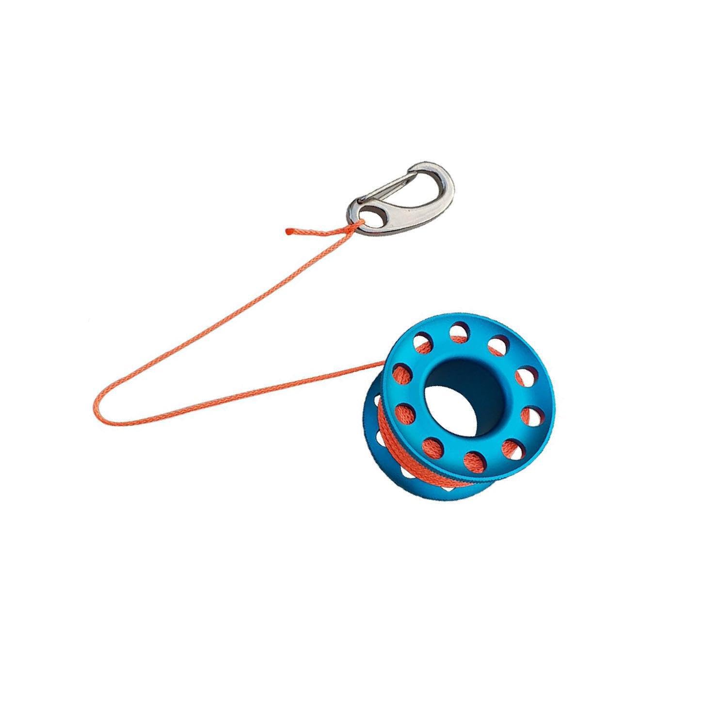 mophrati Compact Finger Spool Reel for Underwater Exploration Stainless Clip for Dive Line Rope Guide Compact and Easy to Stow. Free Tech Cave Diving Drifting Scuba Dive Line Rope, Blue