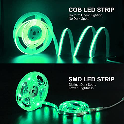 Dephen Green Led Strip Lights, Cob Led Strip Ul-Listed, 16.4Ft/5M Green Lights Strip, 504Leds/M Tape Light, Dc24V Flexible Led Rope Lights For Diy Bedroom,Home,Under Cabinet,Kitchen #TOP2