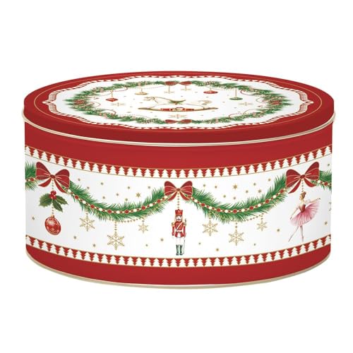 Cajas de hojalata navideñas redondas para galletas y decoración de salones 5