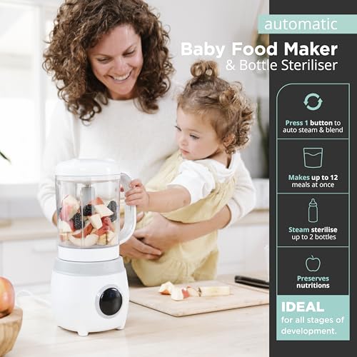 Cherub Baby Automatic Baby Food Steamer & Blender and Glass Storage Jars Bundle | 4-in-1 AI-Powered Steamer Blender Steriliser & 4 x 180ml Borosilicate Weaning Pots (Cerulean & Sage) | BPA-Free System - Image 5